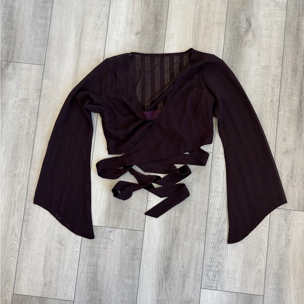 Disturbia | Plum Wrap Crop Top with Tie Detail